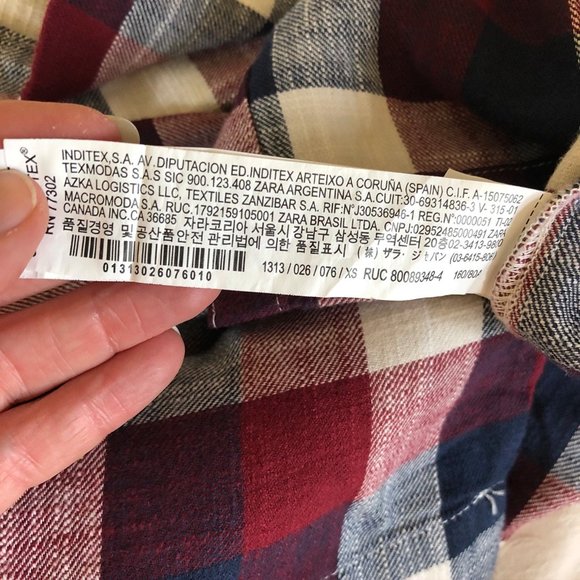 NWOT ZARA Crop Wide Cut Buffalo Plaid Linen Top XS - Picture 3 of 5